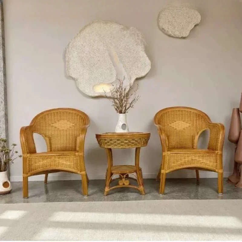 Natural elderly rattan chair adult hand-woven large tea table three-piece set
Natural elderly rattan chair adult hand-woven large tea table three-piece set