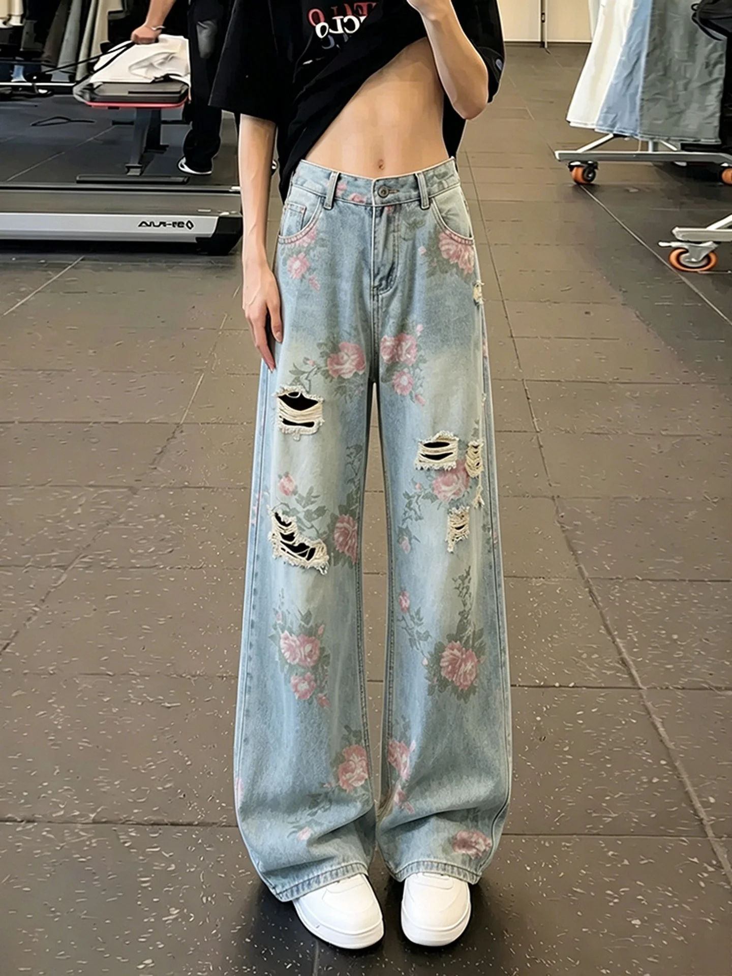 Floral Print Hole Denim Jeans Men's American High Street Lazy Loose Washed Wide Leg Floor-Length Straight Tube Long Pants
Floral Print Hole Denim Jeans Men's American High Street Lazy Loose Washed Wide Leg Floor-Length Straight Tube Long Pants