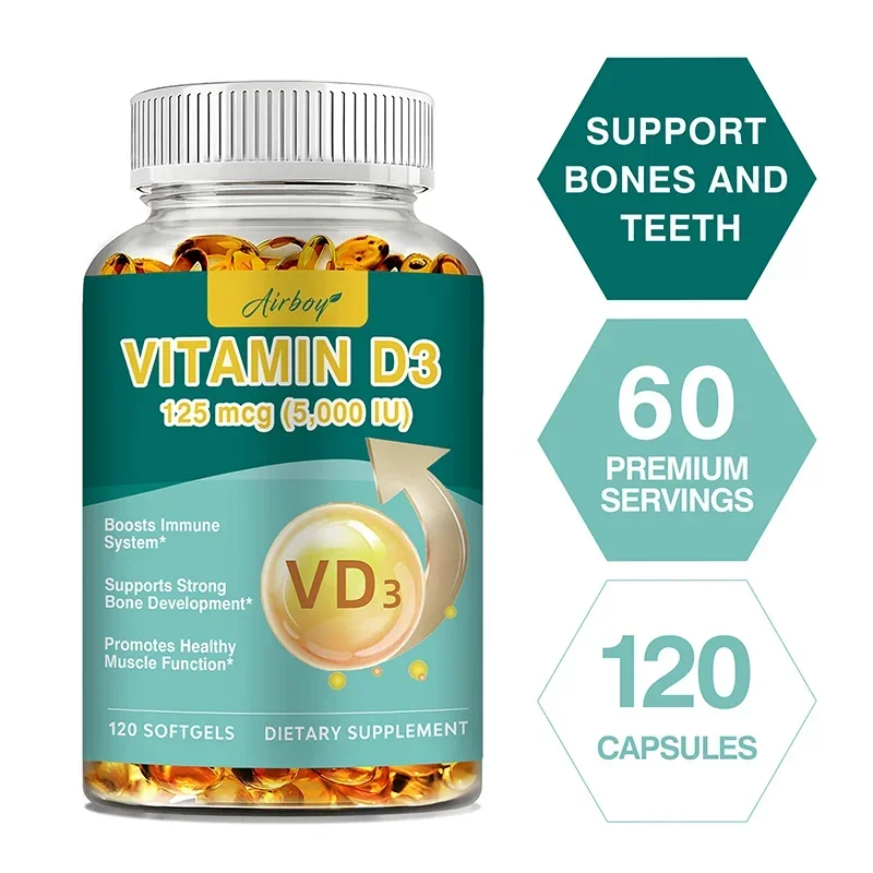 Vitamin D3 Capsules - Improves Muscle Strength, Immune Support and Bone Health, Promotes Energy Production, Non-GMO, Gluten-free
Vitamin D3 Capsules - Improves Muscle Strength, Immune Support and Bone Health, Promotes Energy Production, Non-GMO, Gluten-free