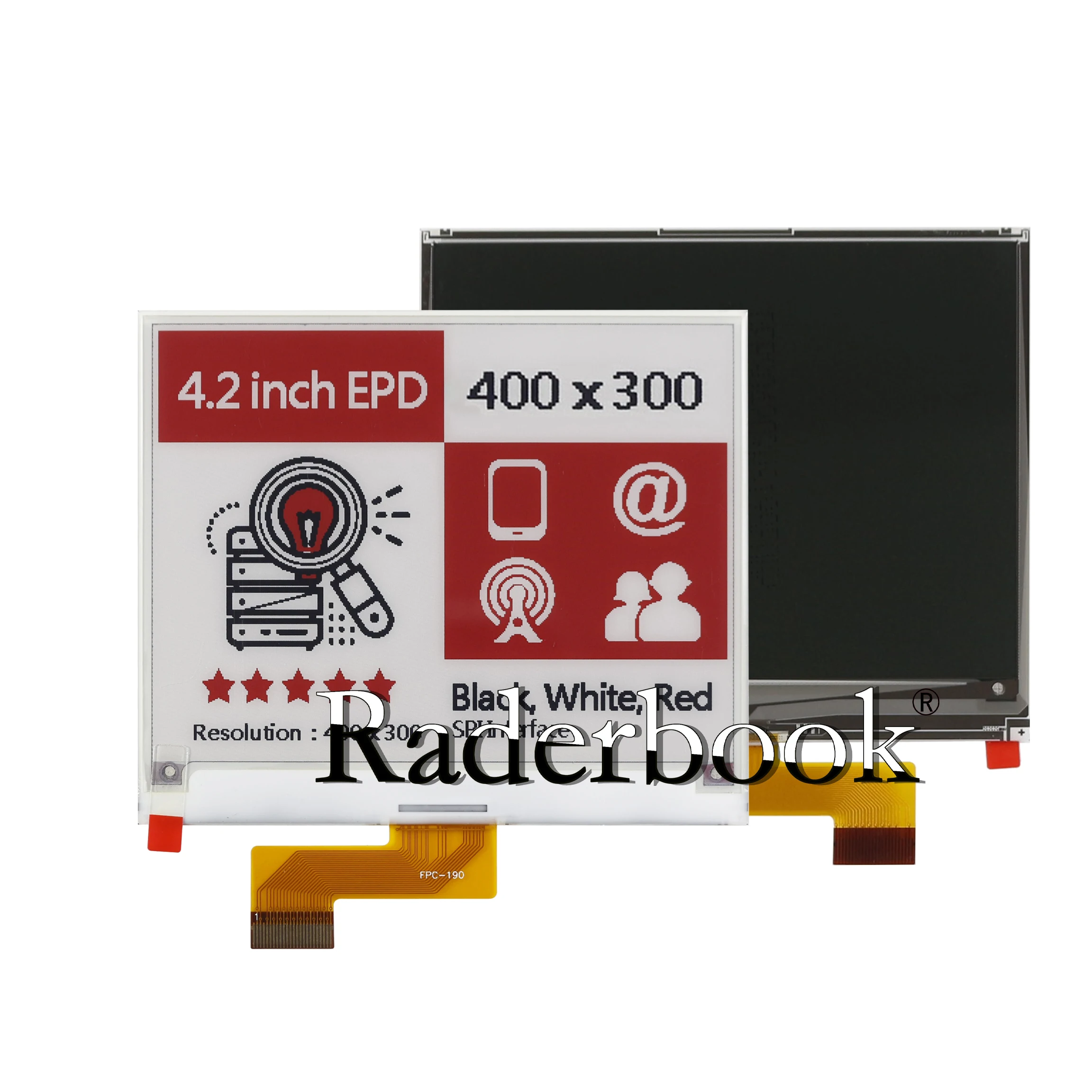 4,2-дюймовый FPC-190 400x300 красный, белый и черный ЖК-дисплей с электронной бумагой, 24-контактный интерфейс SPI
4,2-дюймовый FPC-190 400x300 красный, белый и черный ЖК-дисплей с электронной бумагой, 24-контактный интерфейс SPI