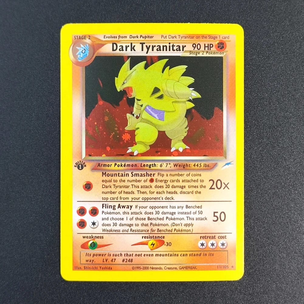Proxy Pokemon Card EN Gym Challenge 1st Dark Tyranitar 11/105 Super Rare Collectibles Card Single Classic Anime Cards Toys
Proxy Pokemon Card EN Gym Challenge 1st Dark Tyranitar 11/105 Super Rare Collectibles Card Single Classic Anime Cards Toys