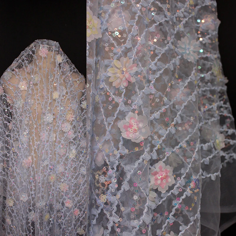 50*140cm 3D Flower Embroidery Mesh Fabric Sequin Embroidered Plum Flower Tulle Lace Fabric For Sewing Fashion Dress Garment
50*140cm 3D Flower Embroidery Mesh Fabric Sequin Embroidered Plum Flower Tulle Lace Fabric For Sewing Fashion Dress Garment