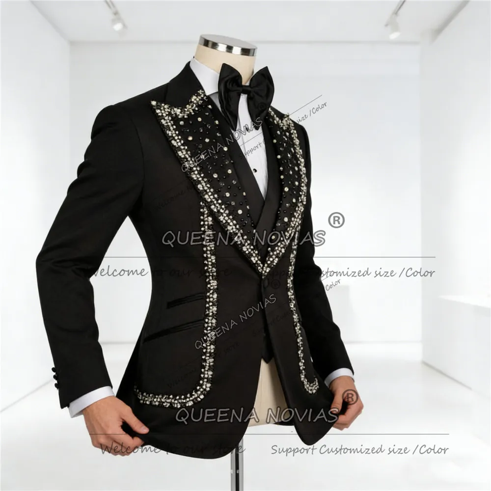 Роскошный костюм с жемчугом и бисером для мужчин, приталенный комплект из трех предметов, свадебные смокинги для жениха, индивидуальный мужской блейзер для банкета и выпускного вечера, наряды
Роскошный костюм с жемчугом и бисером для мужчин, приталенный комплект из трех предметов, свадебные смокинги для жениха, индивидуальный мужской блейзер для банкета и выпускного вечера, наряды