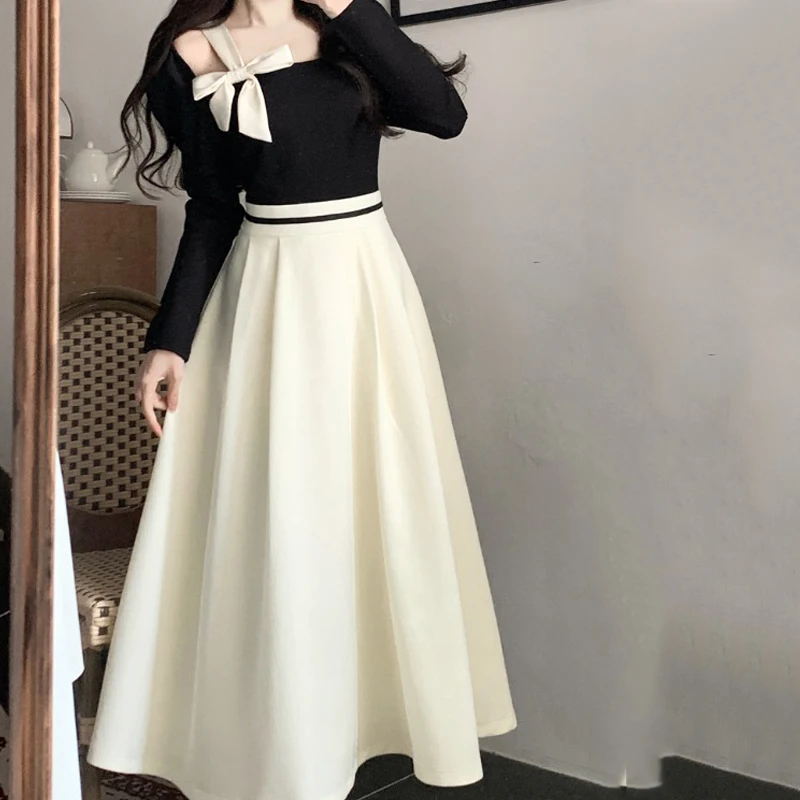 Women Dresses 2024 Spring Korean Fashion Chic Square Collar Bow Long Sleeve Vestidos Patchwork Prom A Line Dress
Women Dresses 2024 Spring Korean Fashion Chic Square Collar Bow Long Sleeve Vestidos Patchwork Prom A Line Dress