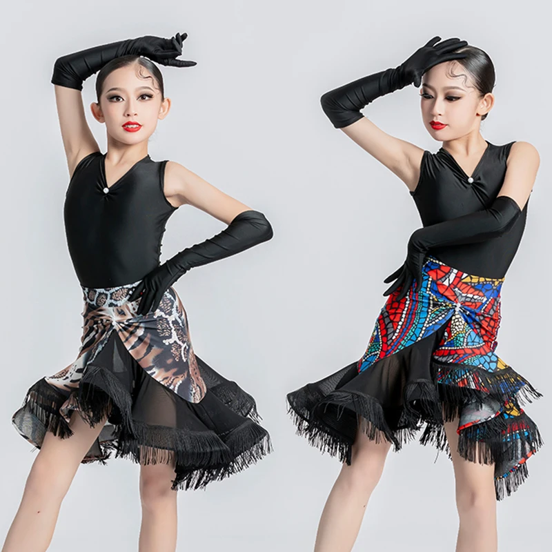 Latin Dance Competition Costume Girls Sleeveless ChaCha Performance Suit Printing Tassel Skirt Samba Rumba Practice Wear VDB7403
Latin Dance Competition Costume Girls Sleeveless ChaCha Performance Suit Printing Tassel Skirt Samba Rumba Practice Wear VDB7403