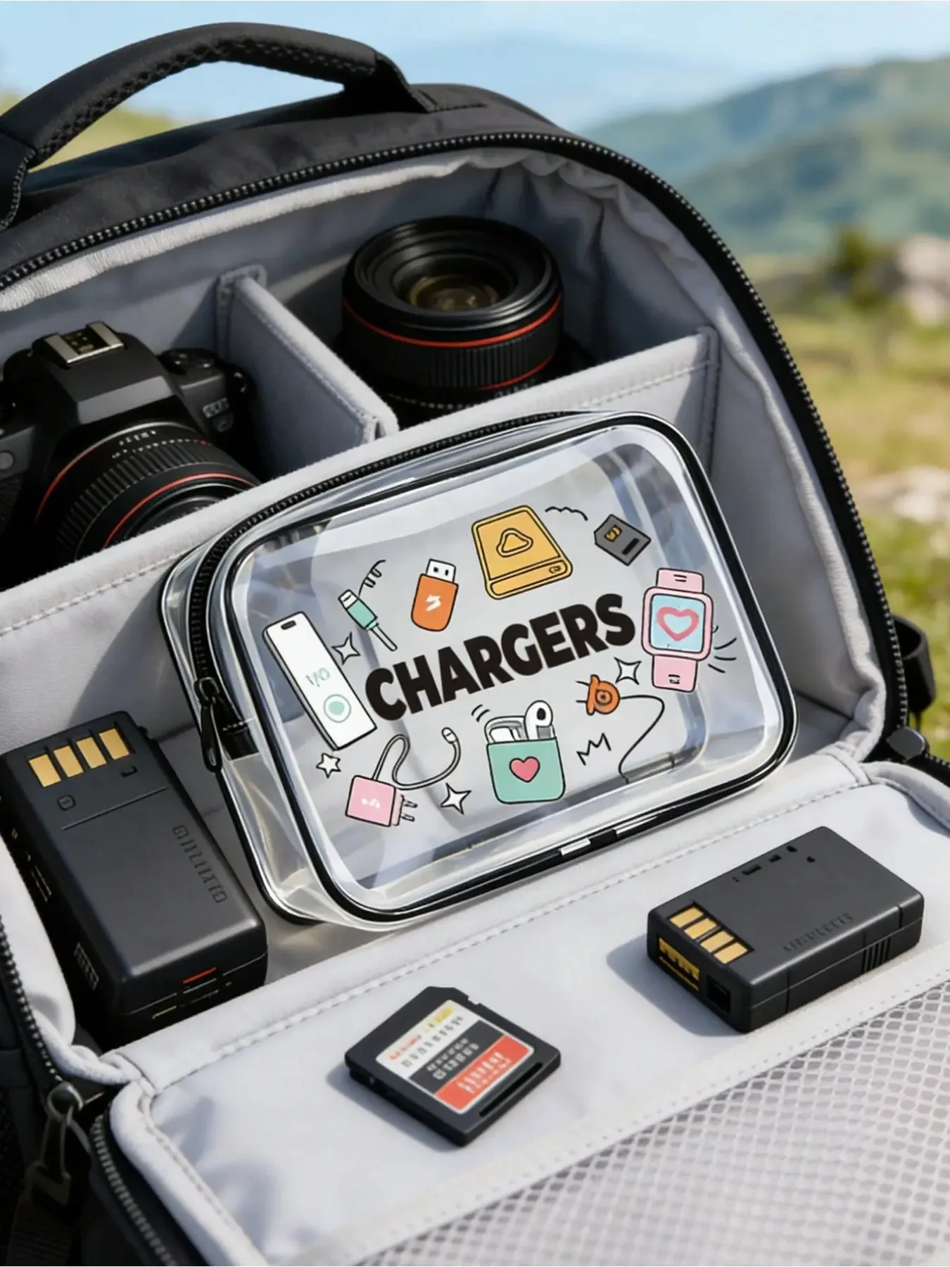 20×15×6cm Spacious Clear Waterproof PVC Travel Storage Bag, Cute Cartoon Letter Printed Transparent Zipper Pouch, See-Through Quick Access Cosmetic Toiletry Organizer, Airport Security Compliant Portable Case Suitable for Storing Phone Chargers, USB Cable
20×15×6cm Spacious Clear Waterproof PVC Travel Storage Bag, Cute Cartoon Letter Printed Transparent Zipper Pouch, See-Through Quick Access Cosmetic Toiletry Organizer, Airport Security Compliant Portable Case Suitable for Storing Phone Chargers, USB Cable