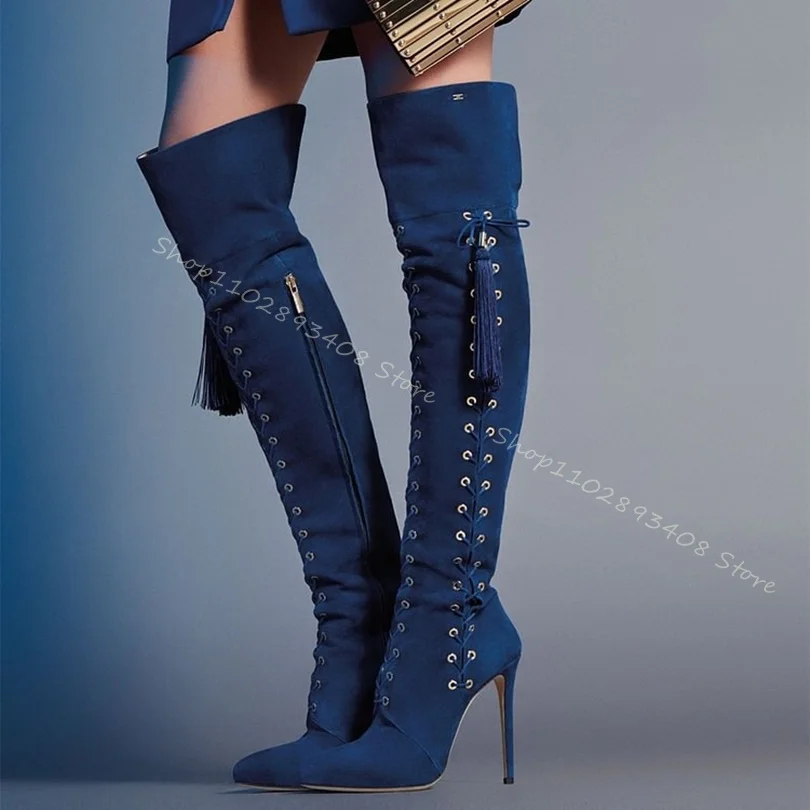 Tassel Style Solid Flock Knee Boots Pointed Toe Side Zipper Thin High Heels Women Autumn New Fashion Boots Zapatos Para Mujere
Tassel Style Solid Flock Knee Boots Pointed Toe Side Zipper Thin High Heels Women Autumn New Fashion Boots Zapatos Para Mujere