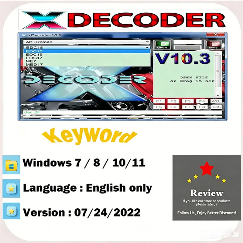 Hot Xdecoder 10.3 Newest with Keygen DTC Remover Crack DTC OFF Delete Software Full Verison for H-yundai/VAG EDC15 EDC16 EDC17
Hot Xdecoder 10.3 Newest with Keygen DTC Remover Crack DTC OFF Delete Software Full Verison for H-yundai/VAG EDC15 EDC16 EDC17