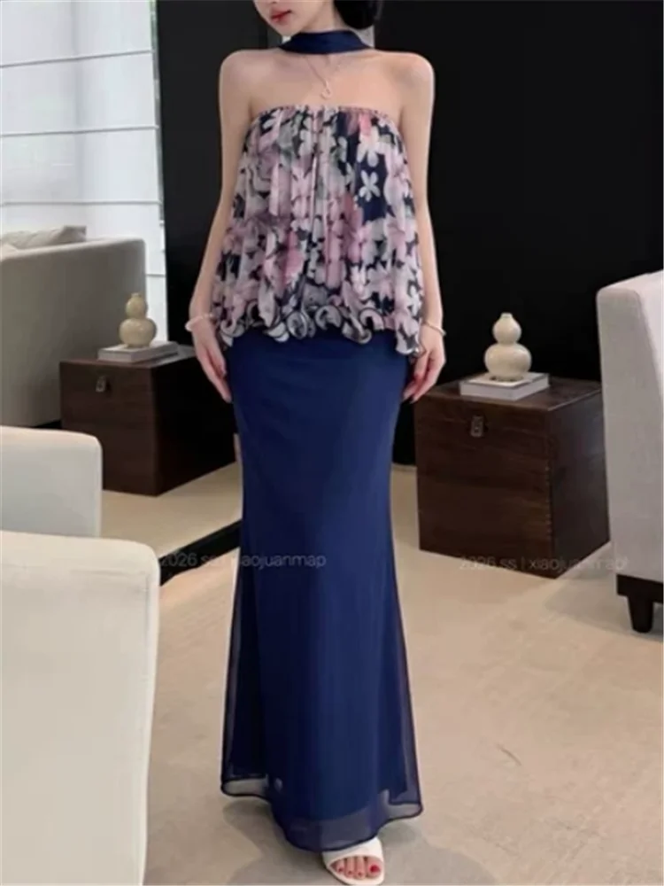 Resort Summer Celebrity Girl 2 Pieces Sets Strapless Floral Print Vest Top&Mermaid Long Skirt Suits Holiday Seaside Beach Dress
Resort Summer Celebrity Girl 2 Pieces Sets Strapless Floral Print Vest Top&Mermaid Long Skirt Suits Holiday Seaside Beach Dress