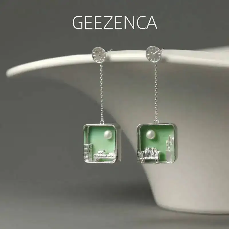 GEEZENCA Natural Pearl 925 Silver Cat Dangle Earrings For Women Green Black Glass Square Chic Unique Earring 2024 New Party Gift
GEEZENCA Natural Pearl 925 Silver Cat Dangle Earrings For Women Green Black Glass Square Chic Unique Earring 2024 New Party Gift
