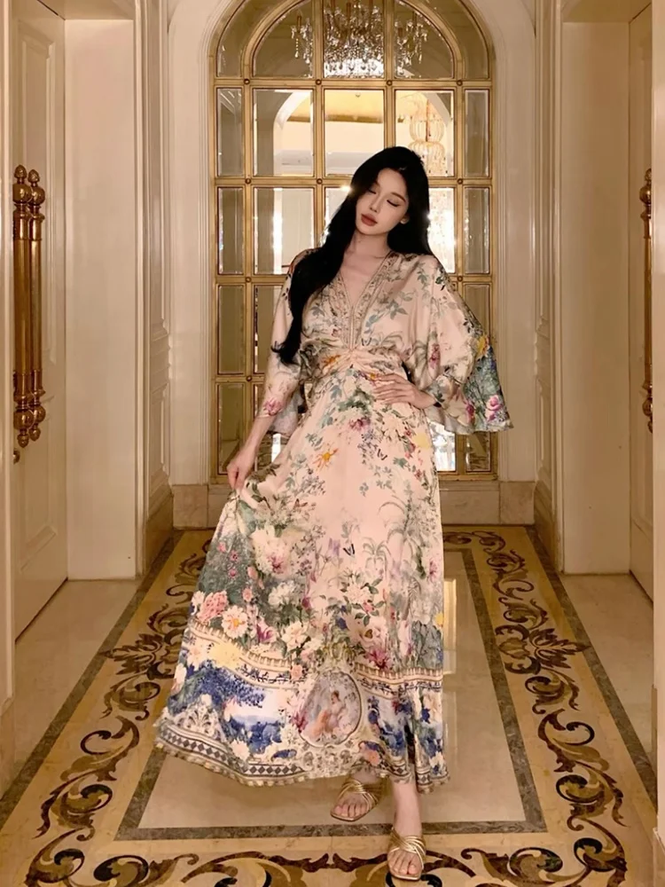 Elegant STAZF7 Summer Long Dress for plus Size Women with Flared Sleeves Vintage Court Style A-Line Silhouette Vacation Wear
Elegant STAZF7 Summer Long Dress for plus Size Women with Flared Sleeves Vintage Court Style A-Line Silhouette Vacation Wear