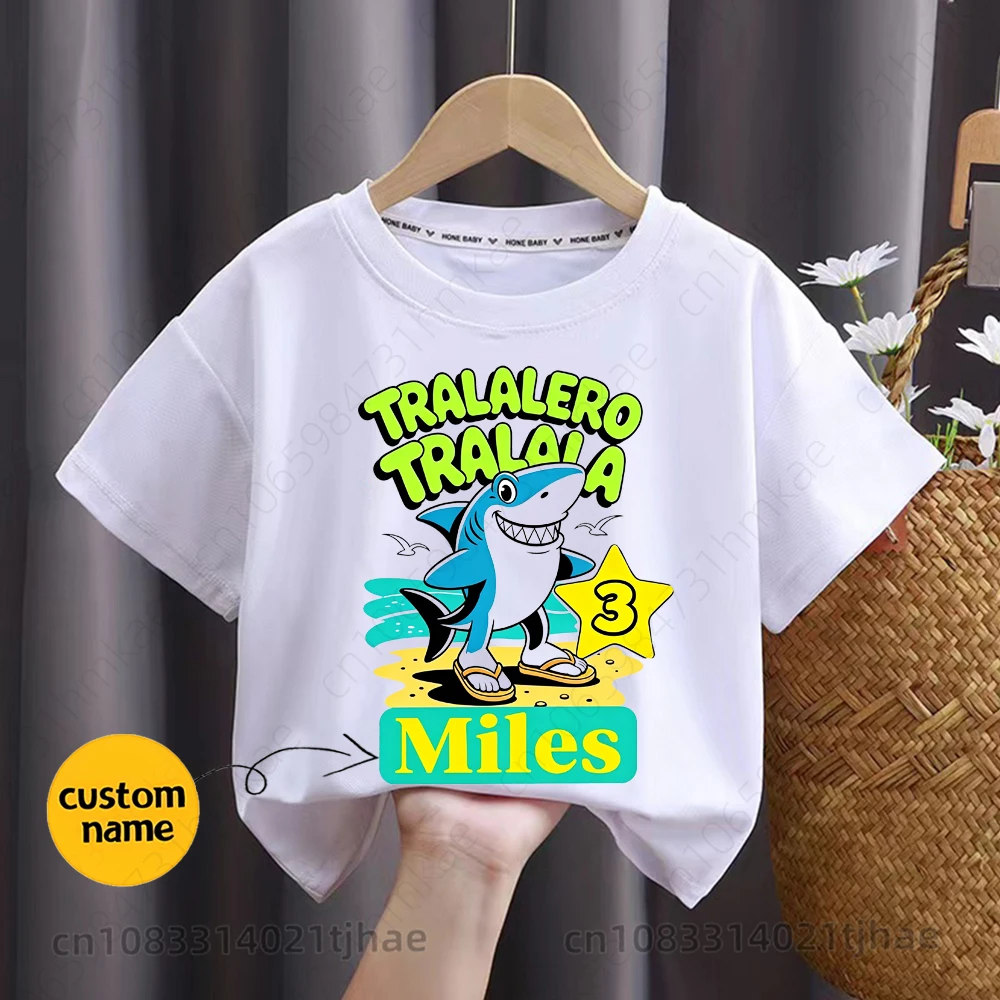 Personalised Name Kids Tralalero Tralala 1-12 Birthday T Shirts for Baby Italian Brainrot T-shirt Boys Cartoon Shark Tshirts
Personalised Name Kids Tralalero Tralala 1-12 Birthday T Shirts for Baby Italian Brainrot T-shirt Boys Cartoon Shark Tshirts