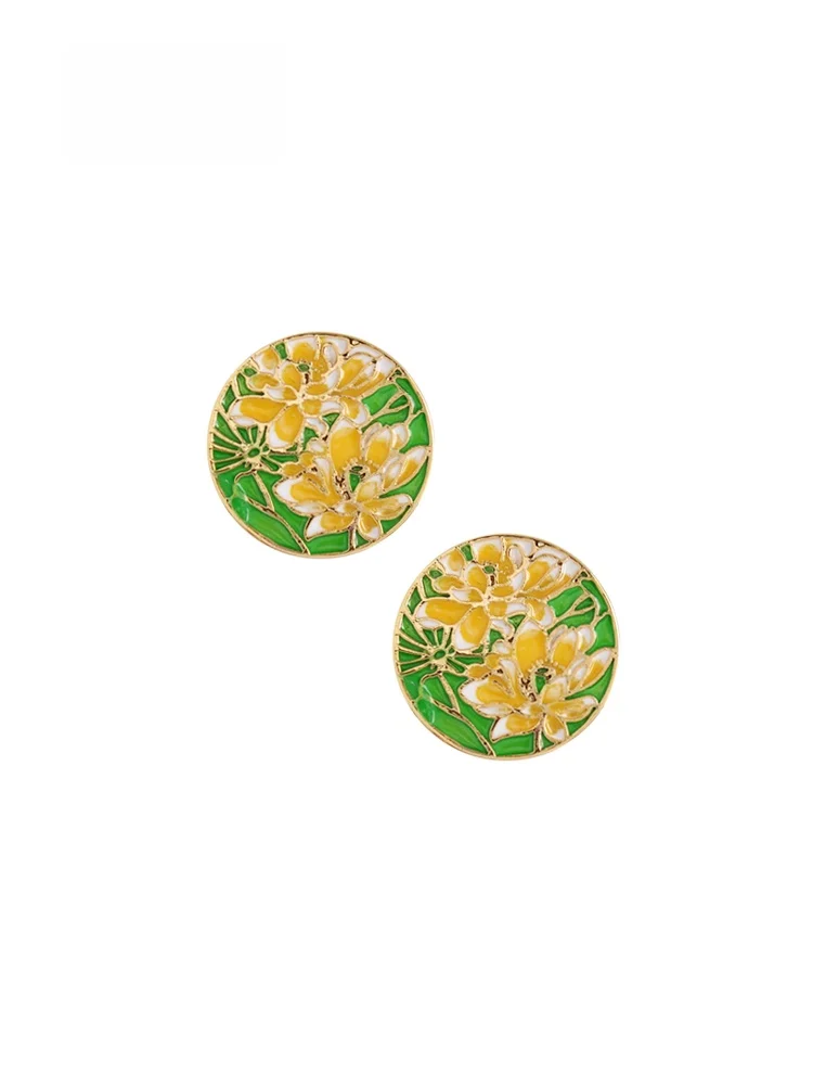 Sumni Vintage Chinese Style 18K Gold Plated 925 Silver Lotus Flower Enamel Drip Glaze round Earrings Women Summer Fashion Jew...
Sumni Vintage Chinese Style 18K Gold Plated 925 Silver Lotus Flower Enamel Drip Glaze round Earrings Women Summer Fashion Jew...