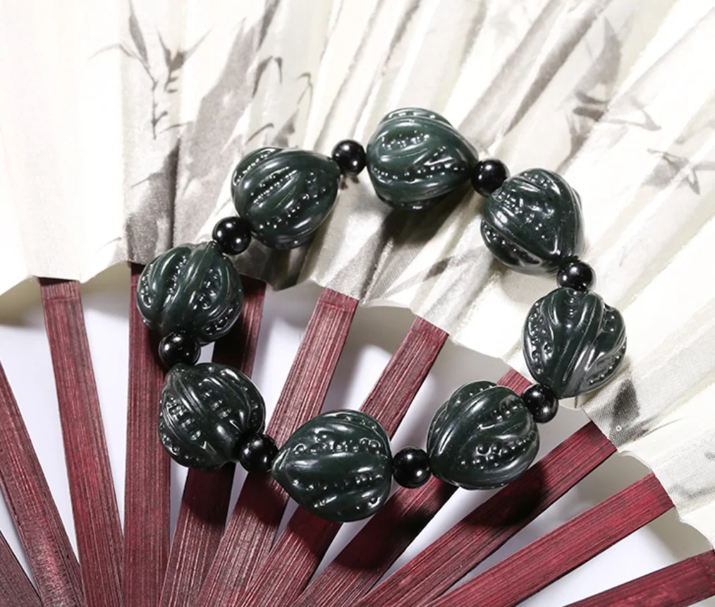 Ювелирные изделия из натурального нефрита Хэтянь, нефрита Цинюй, браслет из орехового дерева для мужчин 
Ювелирные изделия из натурального нефрита Хэтянь, нефрита Цинюй, браслет из орехового дерева для мужчин