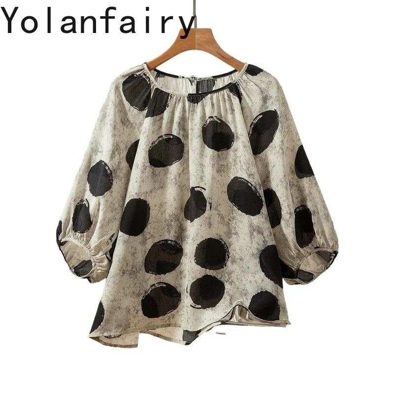 YOLANFAIRY 100% натуральные шелковые блузки из тутового шелкопряда для женщин, элегантные летние модные черные футболки с крупным горошком, женские топы 2026 года
YOLANFAIRY 100% натуральные шелковые блузки из тутового шелкопряда для женщин, элегантные летние модные черные футболки с крупным горошком, женские топы 2026 года