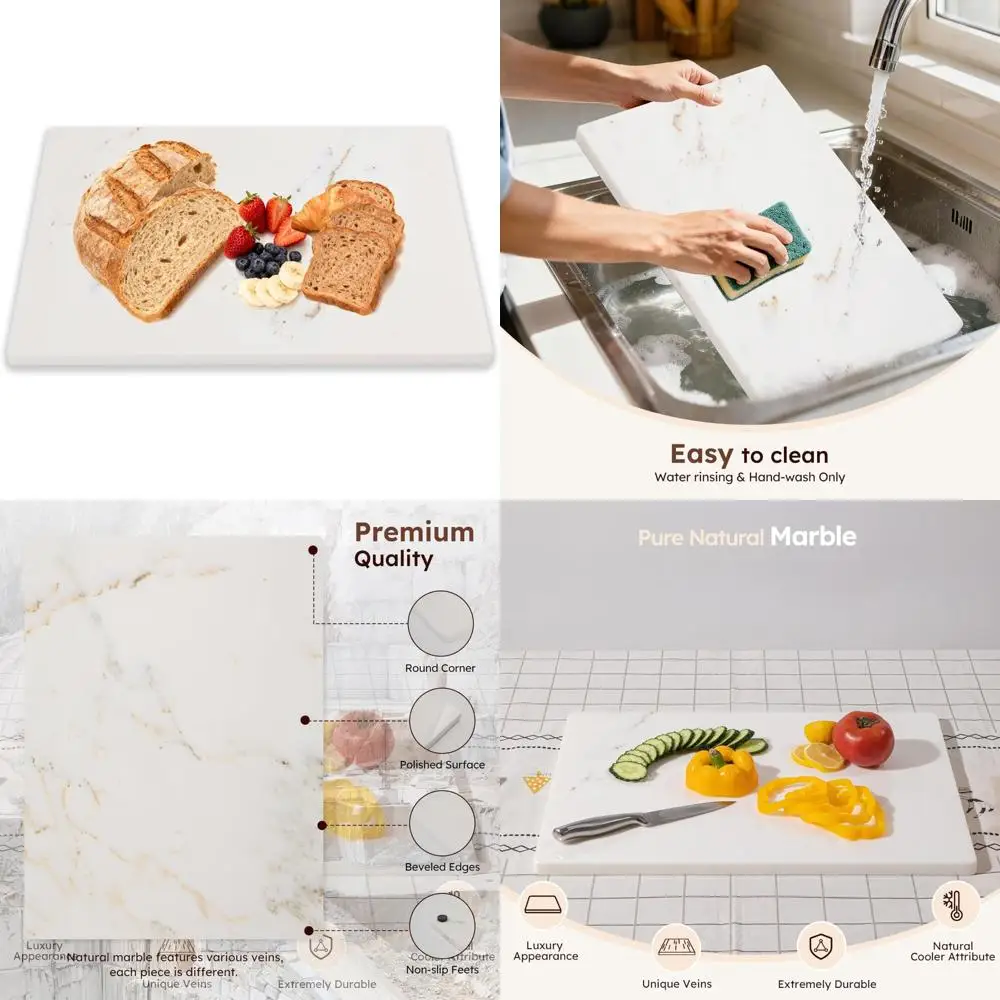 Большая кухонная разделочная доска из белого мрамора 16x20 дюймов с золотыми венами, идеально подходит для кондитерских изделий и сервировки, поверхность из натурального камня для Dur
Большая кухонная разделочная доска из белого мрамора 16x20 дюймов с золотыми венами, идеально подходит для кондитерских изделий и сервировки, поверхность из натурального камня для Dur