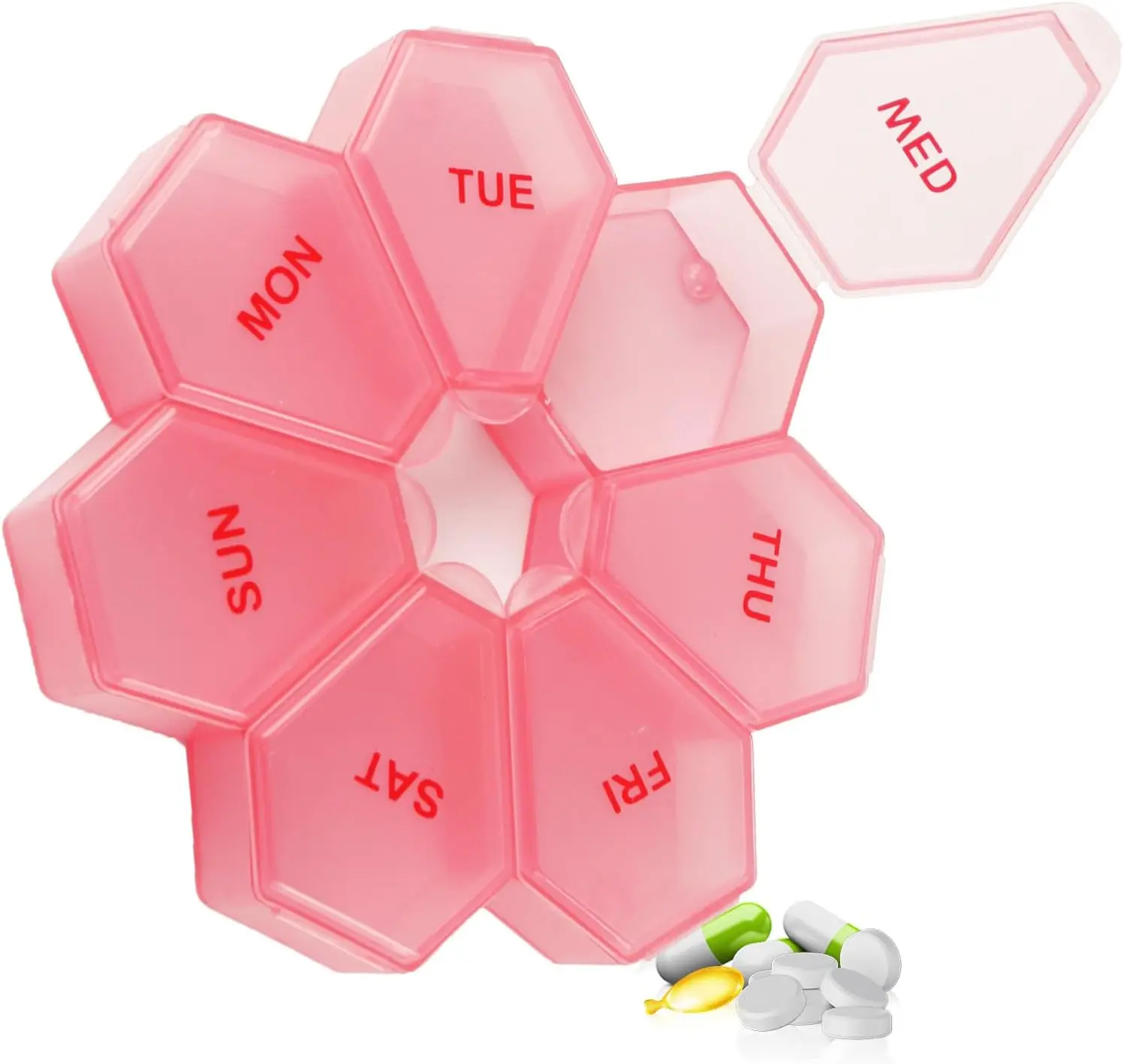 7-Day Weekly Pill Organizer for Medication & Vitamins - Portable Travel Pill Case (Pinkish-Red)
7-Day Weekly Pill Organizer for Medication & Vitamins - Portable Travel Pill Case (Pinkish-Red)