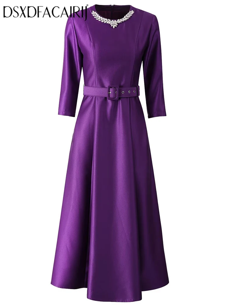 DSXDFACAIRIJ Women's O-Neck Long Sleeve Dress Crystal Diamonds Embellished Solid Color Office Lady Fashion Summer Female Gown
DSXDFACAIRIJ Women's O-Neck Long Sleeve Dress Crystal Diamonds Embellished Solid Color Office Lady Fashion Summer Female Gown