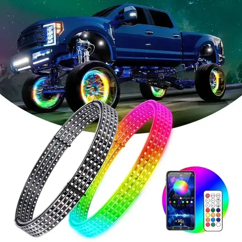 15.5/17inch Car contour light Wheel Led decorative light Illusionary Color RGB Atmosphere lights LED Wheel hub light Universal