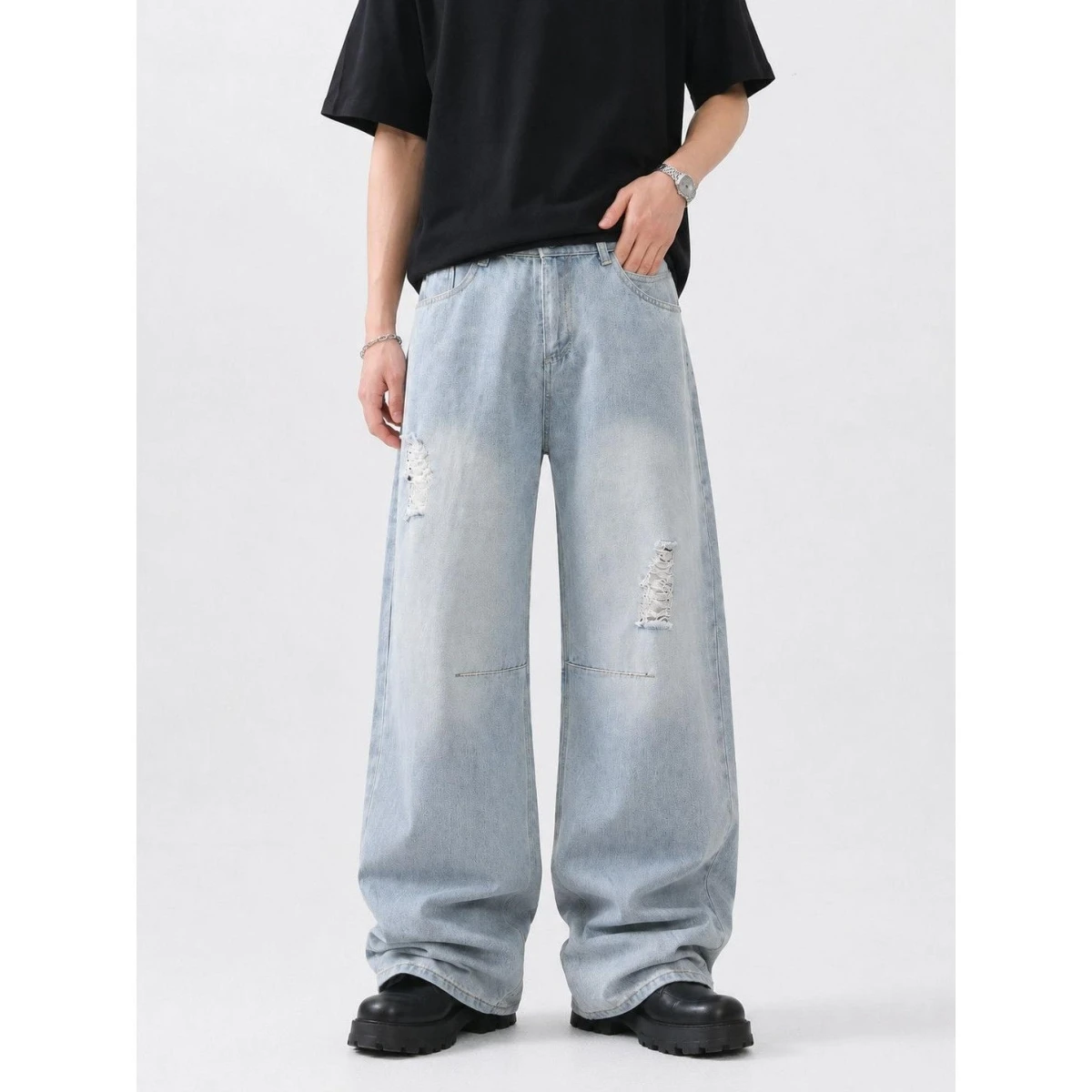 Trendy Straight Leg Jeans for Young Men Summer New Loose Fit Hole Design American Style Casual Straight Leg Trousers
Trendy Straight Leg Jeans for Young Men Summer New Loose Fit Hole Design American Style Casual Straight Leg Trousers