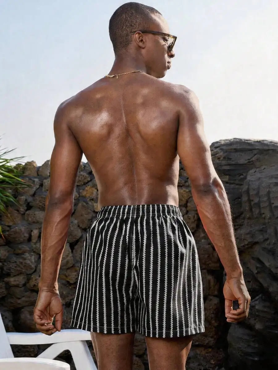 Mens Striped Drawstring Beach Shorts Casual Swim Trunks
Mens Striped Drawstring Beach Shorts Casual Swim Trunks