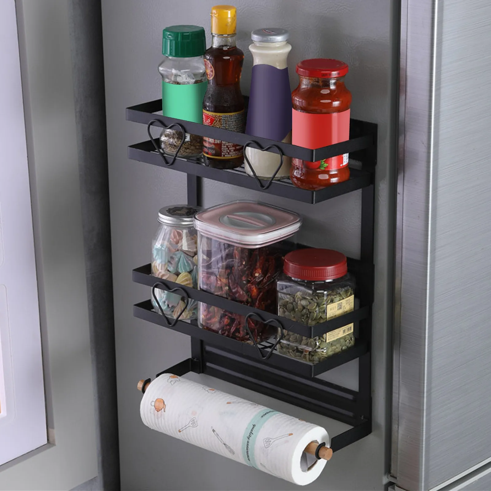 1Pcs Wall-Mounted Storage Rack Magnetic Punch-Free Refrigerator Side Rack Double-Layer Iron Wood Shelf Home Kitchen Bathroom
1Pcs Wall-Mounted Storage Rack Magnetic Punch-Free Refrigerator Side Rack Double-Layer Iron Wood Shelf Home Kitchen Bathroom