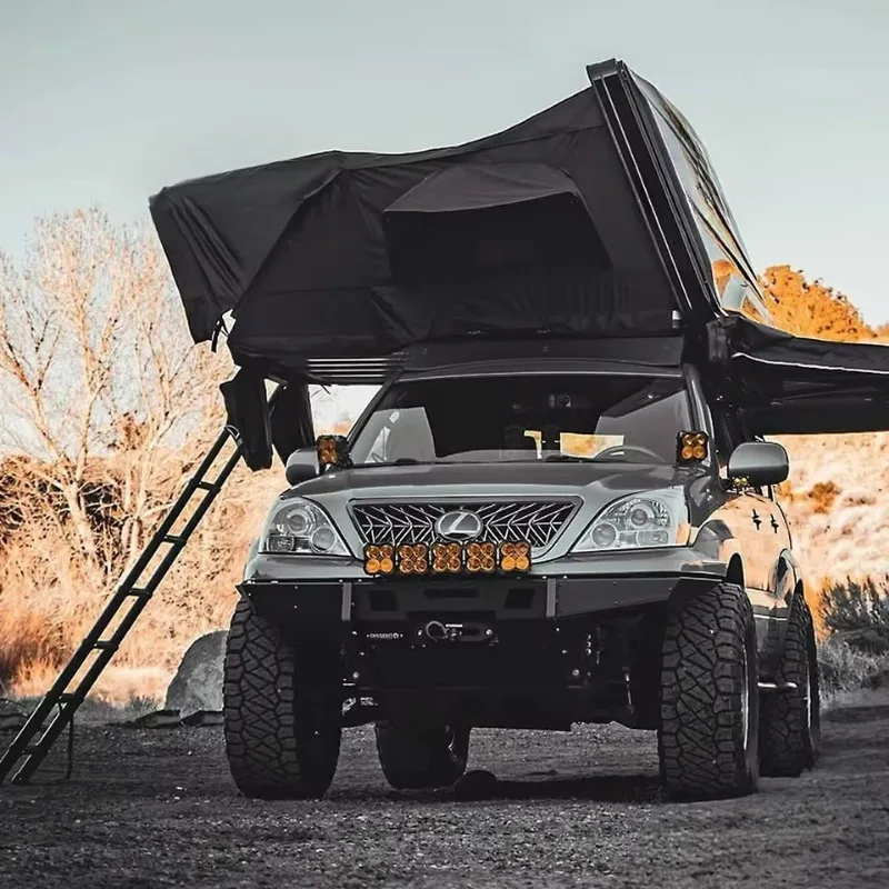 Side flip roof tent folding portable rain and sun protection self-driving car tent
Side flip roof tent folding portable rain and sun protection self-driving car tent