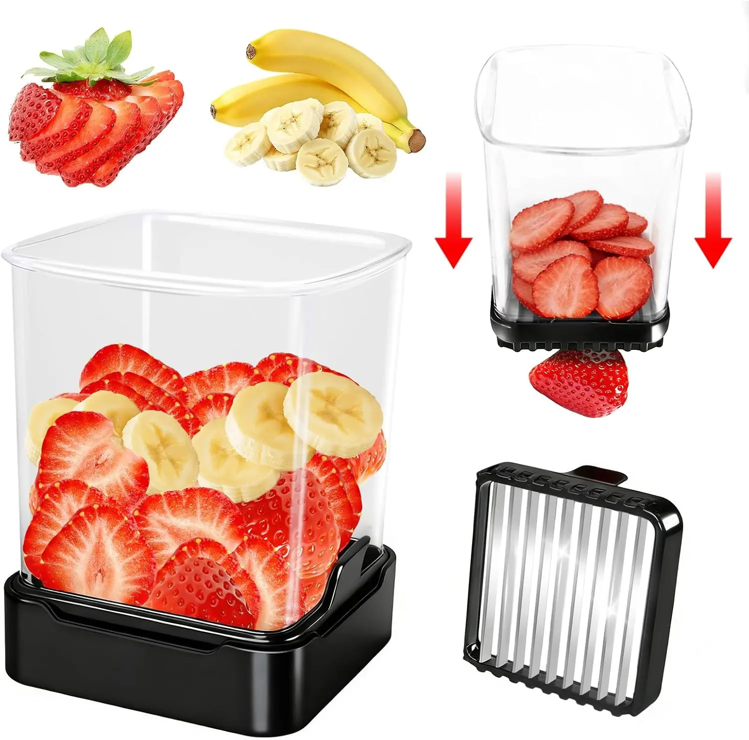 Rapid Fruit Slicer Cup - 304 Stainless Steel, Detachable Cutter for Strawberries, Bananas, Eggs, Quick Meal Prep (Black)
Rapid Fruit Slicer Cup - 304 Stainless Steel, Detachable Cutter for Strawberries, Bananas, Eggs, Quick Meal Prep (Black)