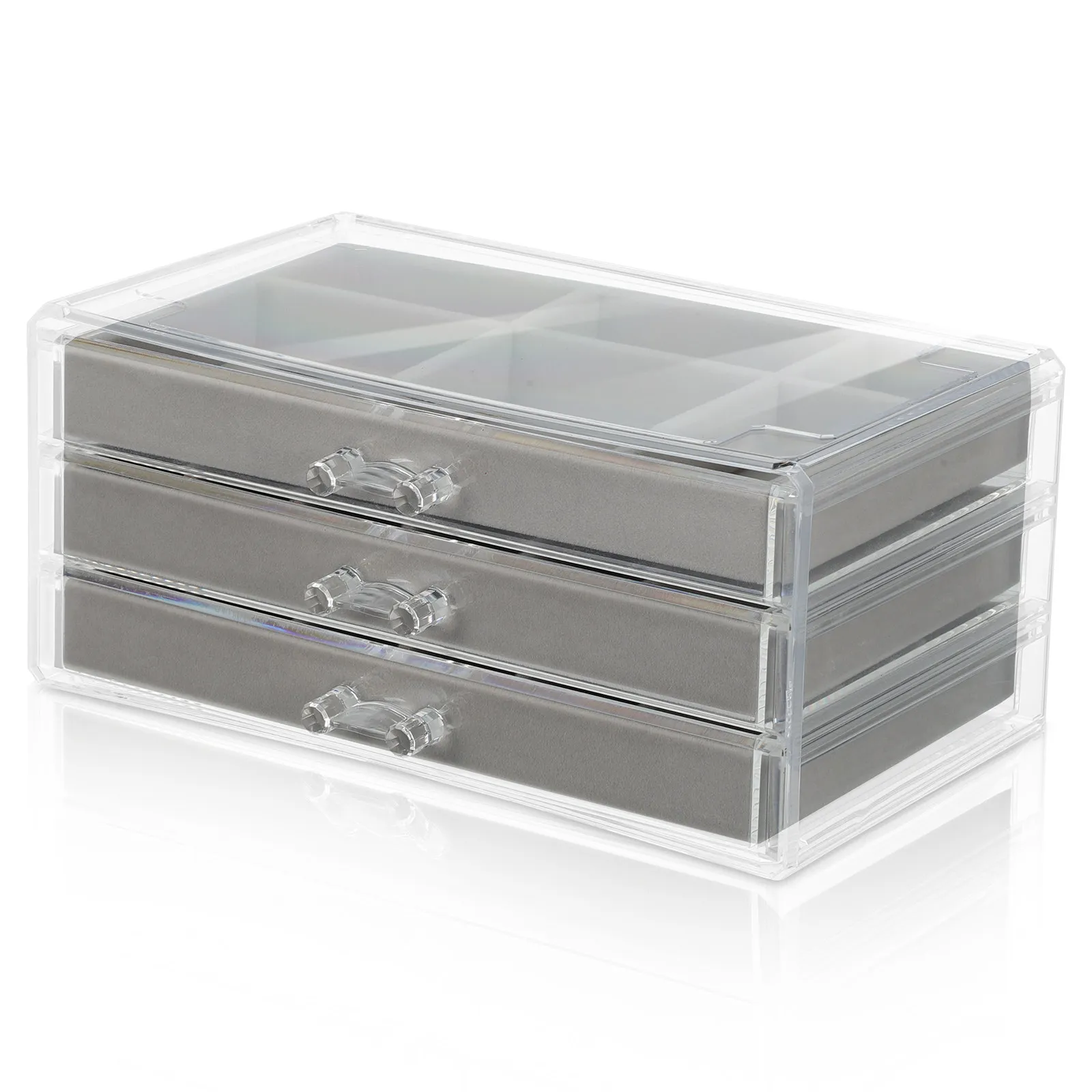 Органайзер для украшений с несколькими отделениями и выдвижными ящиками для серег, колец, ожерелий, прозрачный, стильный, компактный, для туалетного столика
Органайзер для украшений с несколькими отделениями и выдвижными ящиками для серег, колец, ожерелий, прозрачный, стильный, компактный, для туалетного столика