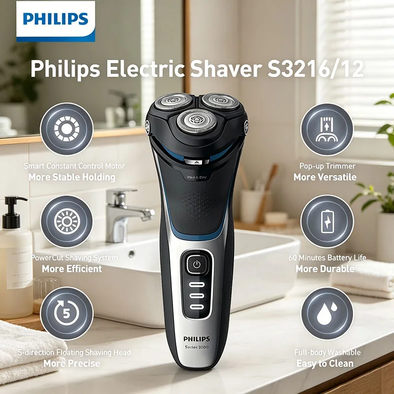 Philips S3216 Electric Shaver 27 Grinding Blades for Both Dry Wet Use Rechargeable Battery Display with Sideburns Trimmer
Philips S3216 Electric Shaver 27 Grinding Blades for Both Dry Wet Use Rechargeable Battery Display with Sideburns Trimmer