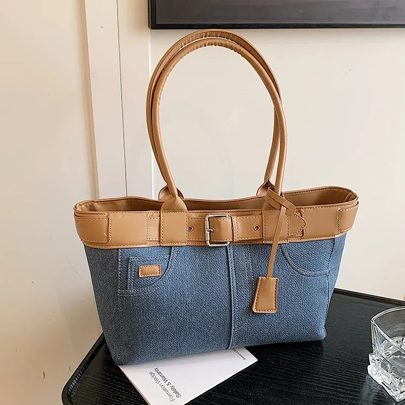 Large Capacity Shoulder Bags For Women Designer Denim Blue Retro Handbag Underarm Lady Travel Tote Chic Commute Female Bag
Large Capacity Shoulder Bags For Women Designer Denim Blue Retro Handbag Underarm Lady Travel Tote Chic Commute Female Bag