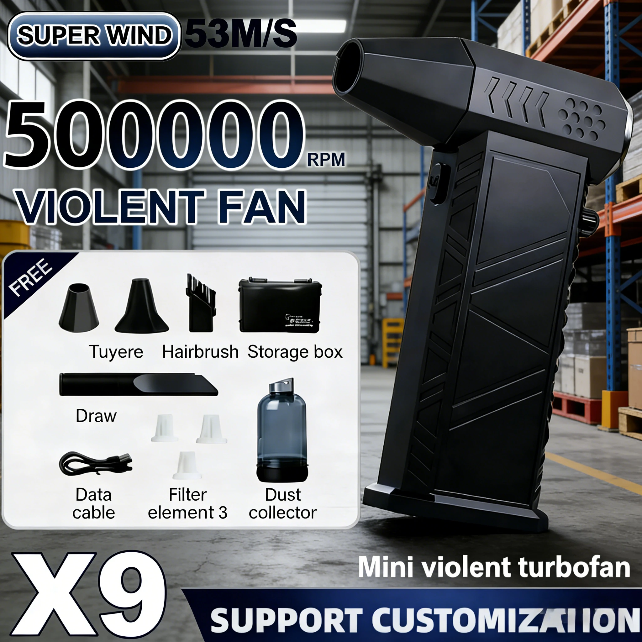 X9 Turbo Jet Blower – 500,000 RPM Brushless, Rechargeable Portable Dust Blower & Dryer
X9 Turbo Jet Blower – 500,000 RPM Brushless, Rechargeable Portable Dust Blower & Dryer