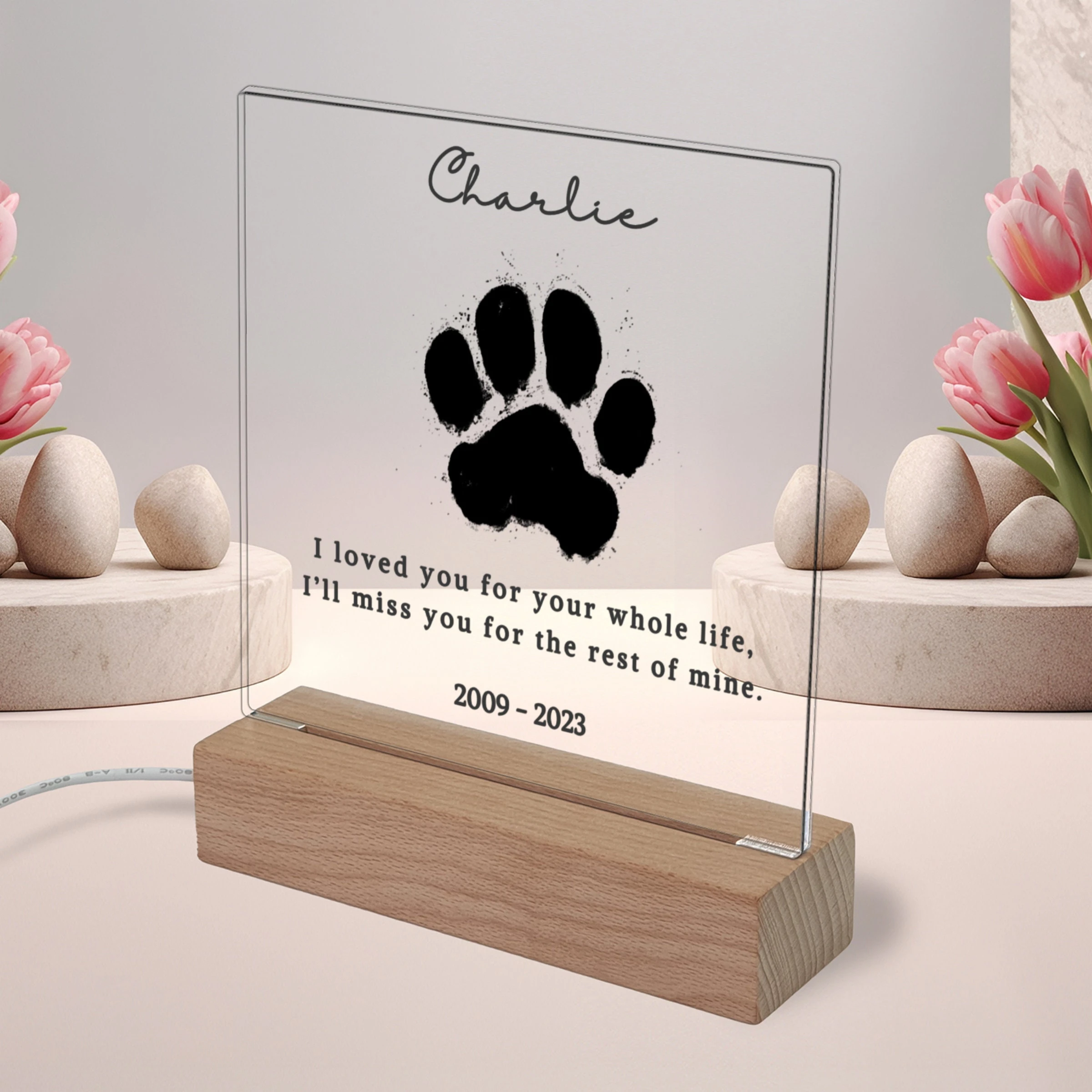 Personalized Pet Memorial Paw Print Memorial Gift Plaque Custom Pet Name Wooden Base Creative Tabletop Decor Lovely Present
Personalized Pet Memorial Paw Print Memorial Gift Plaque Custom Pet Name Wooden Base Creative Tabletop Decor Lovely Present