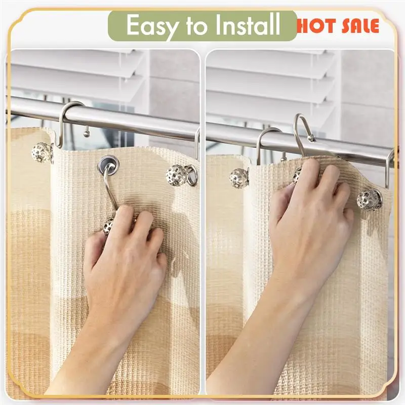 ABFA 12Pcs Shower Curtain Hooks,Metal Decorative Shower Curtain Hooks Rust Proof,Nickel Shower Hooks For Shower Curtain Liner
ABFA 12Pcs Shower Curtain Hooks,Metal Decorative Shower Curtain Hooks Rust Proof,Nickel Shower Hooks For Shower Curtain Liner