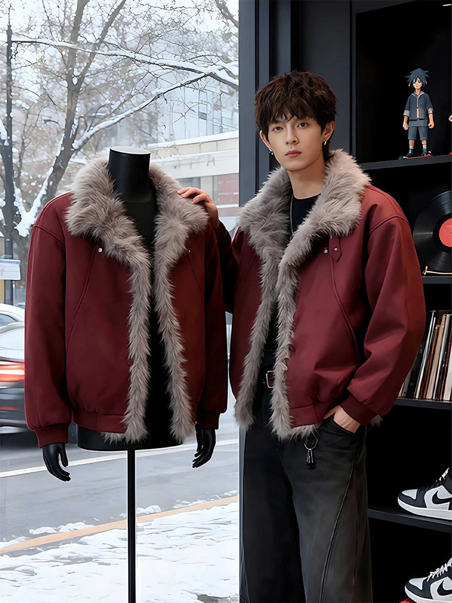 Red Wine Color Fur Collar down Jaet Men's Winter Thiened ort Cotton Coat Simulated Suede Youth Faion High Quali
Red Wine Color Fur Collar down Jaet Men's Winter Thiened ort Cotton Coat Simulated Suede Youth Faion High Quali