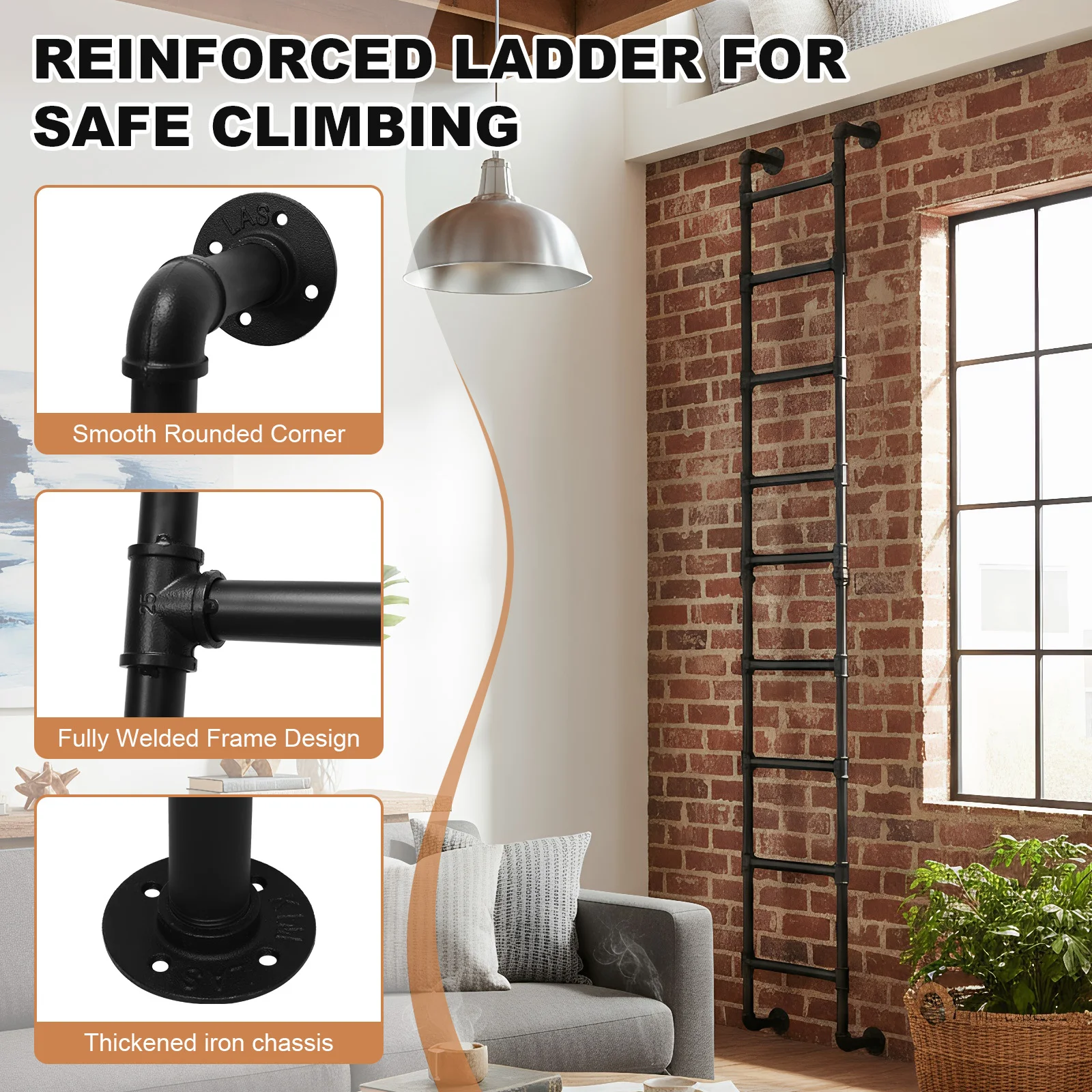 Heavy-Duty Metal Ladder Multi-Purpose Fire Escape Ladder Floor-Standing Ladders for Basement & Attic Bunk Bed
Heavy-Duty Metal Ladder Multi-Purpose Fire Escape Ladder Floor-Standing Ladders for Basement & Attic Bunk Bed