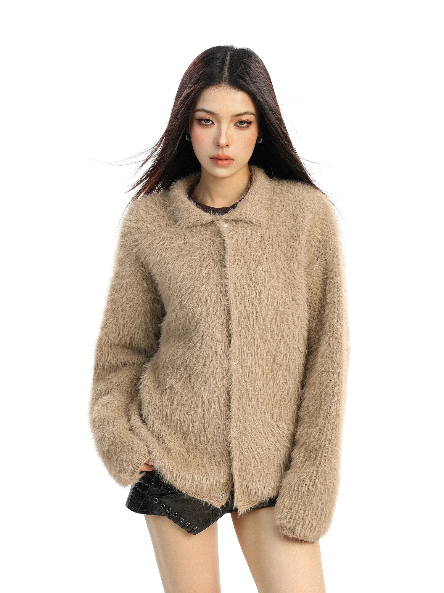 Retro Biggold Cashmere Open Cardigan Sweater Women's Loose Knitted Outerwear Pure Color Lapel Couple's Warm Spring Autumn
Retro Biggold Cashmere Open Cardigan Sweater Women's Loose Knitted Outerwear Pure Color Lapel Couple's Warm Spring Autumn