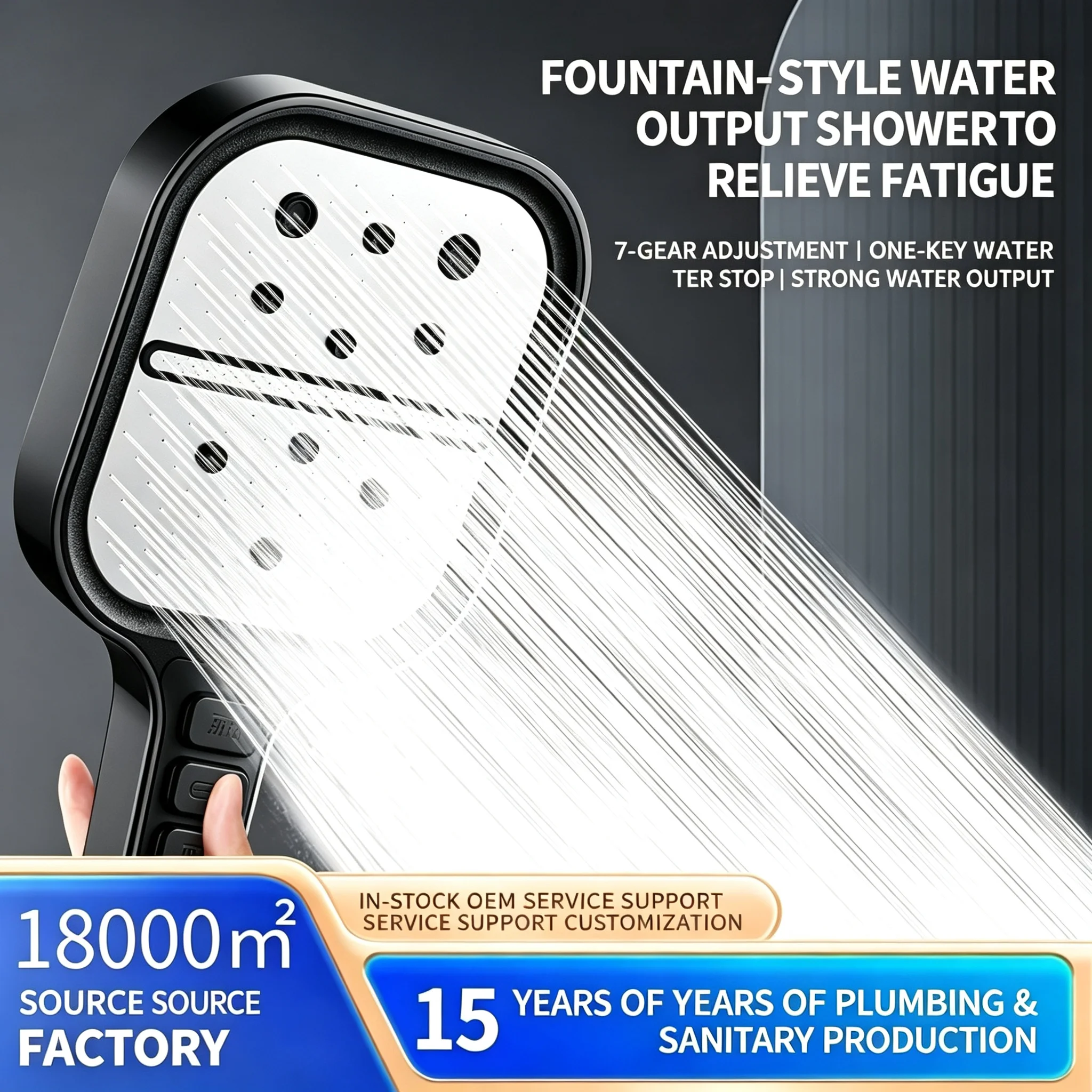 Elegant Black Handheld Shower Head High-End Multi-Mode Spray Advanced Shower Experience Powerful Pressurization
Elegant Black Handheld Shower Head High-End Multi-Mode Spray Advanced Shower Experience Powerful Pressurization 