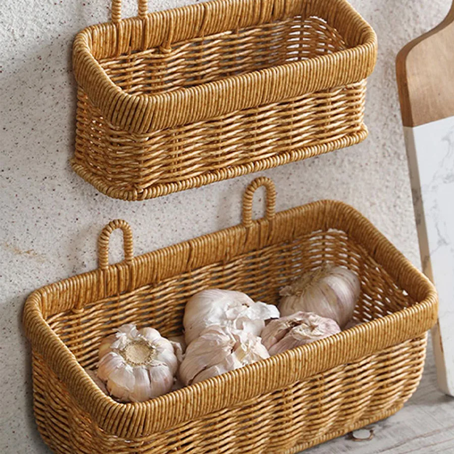 1Pc Woven Plastic Storage Basket For Ginger, Vegetables And Garlic. Vintage Wall Mounted Kitchen Storage Basket With Metal Frame
1Pc Woven Plastic Storage Basket For Ginger, Vegetables And Garlic. Vintage Wall Mounted Kitchen Storage Basket With Metal Frame