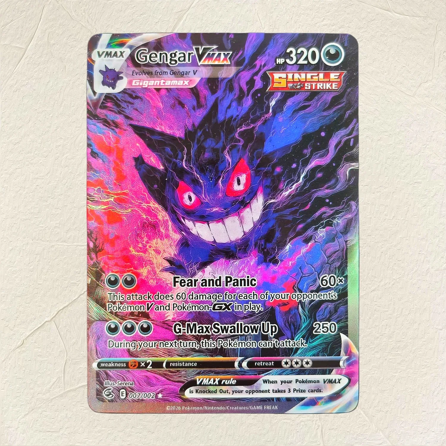 Pokemon English Gengar VMAX 007/002 DIY Holographic Foil Texture Card, Perfect Condition Premium Anime Collection Card
Pokemon English Gengar VMAX 007/002 DIY Holographic Foil Texture Card, Perfect Condition Premium Anime Collection Card
