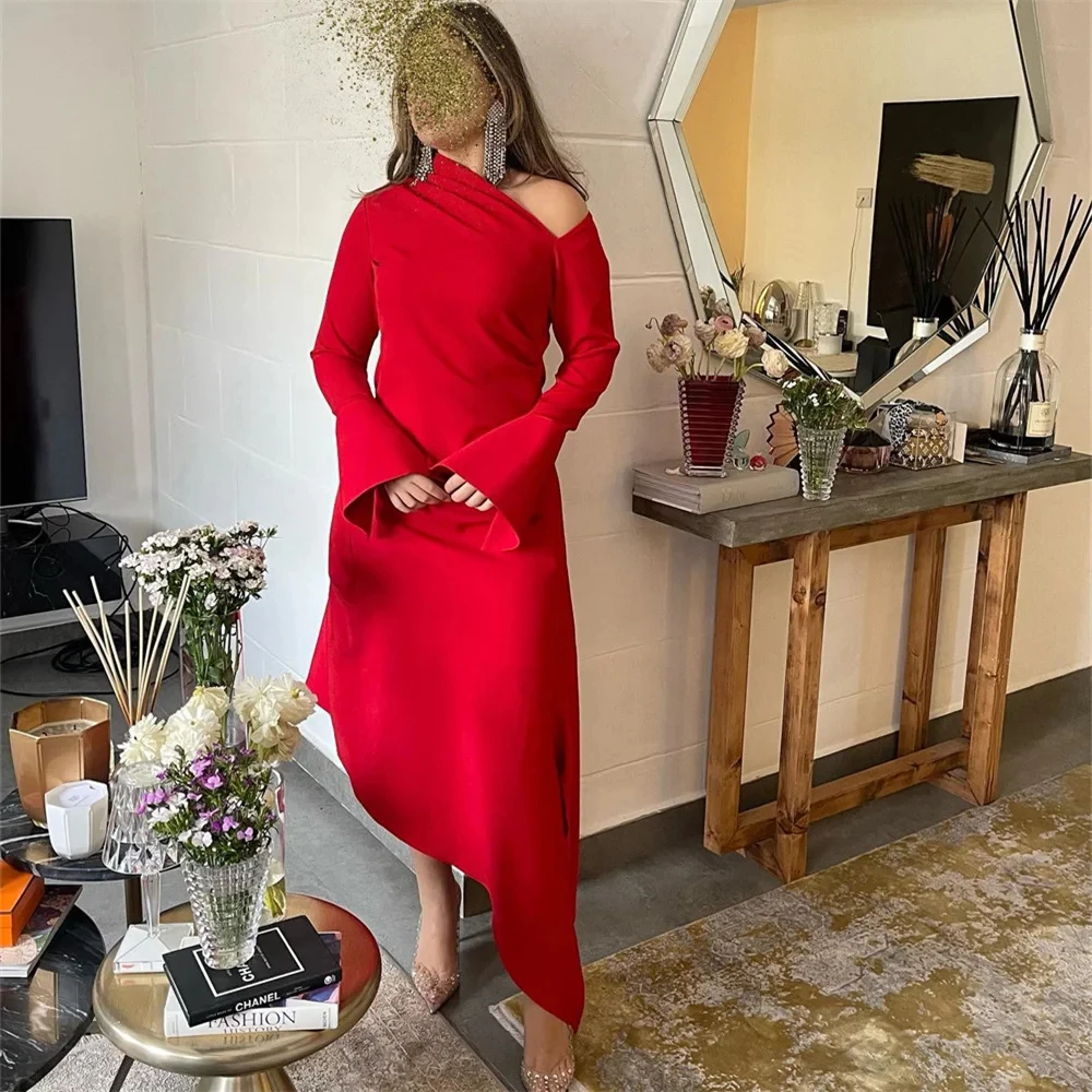 Red Simple Evening Dress For Woman One Shoulder Full Sleeve Long Elegant Prom Gown New Saudi Arabia Women's Formal Wedding Party
Red Simple Evening Dress For Woman One Shoulder Full Sleeve Long Elegant Prom Gown New Saudi Arabia Women's Formal Wedding Party