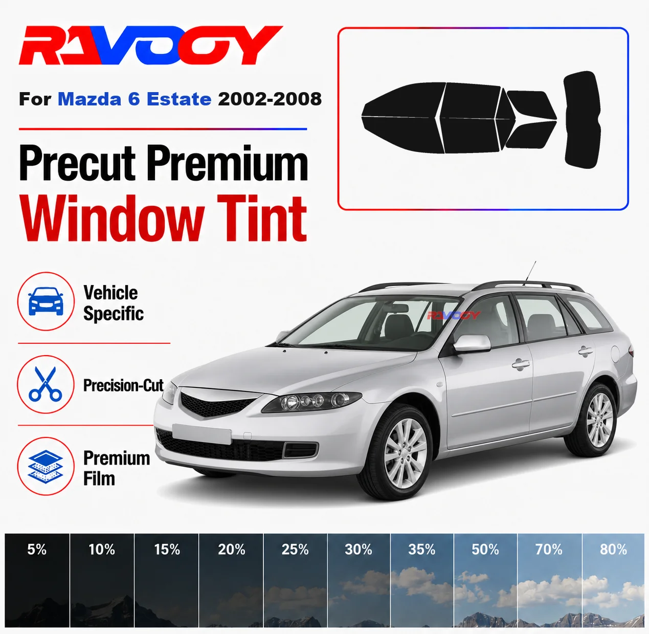 Premium Precut Window Tint Kit Front Rear Windows Rear Windshield For Mazda 6 Estate 2002-2008 Complete Set Nano Ceramic Film
Premium Precut Window Tint Kit Front Rear Windows Rear Windshield For Mazda 6 Estate 2002-2008 Complete Set Nano Ceramic Film