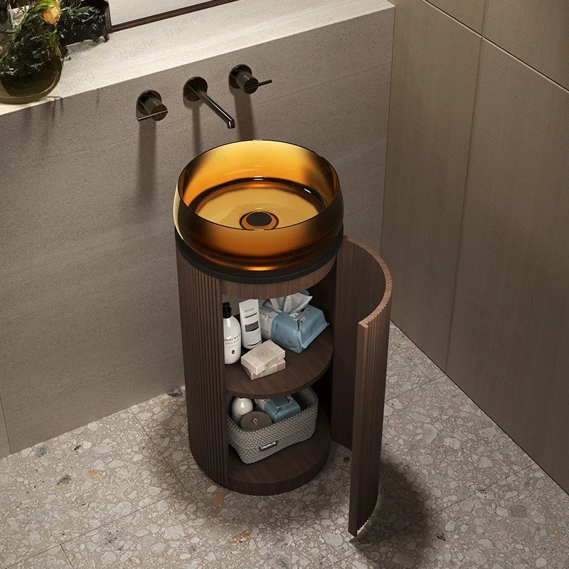 Wood grain storage round transparent column basin household small apartment hotel bed and breakfast floor integrated basin
Wood grain storage round transparent column basin household small apartment hotel bed and breakfast floor integrated basin