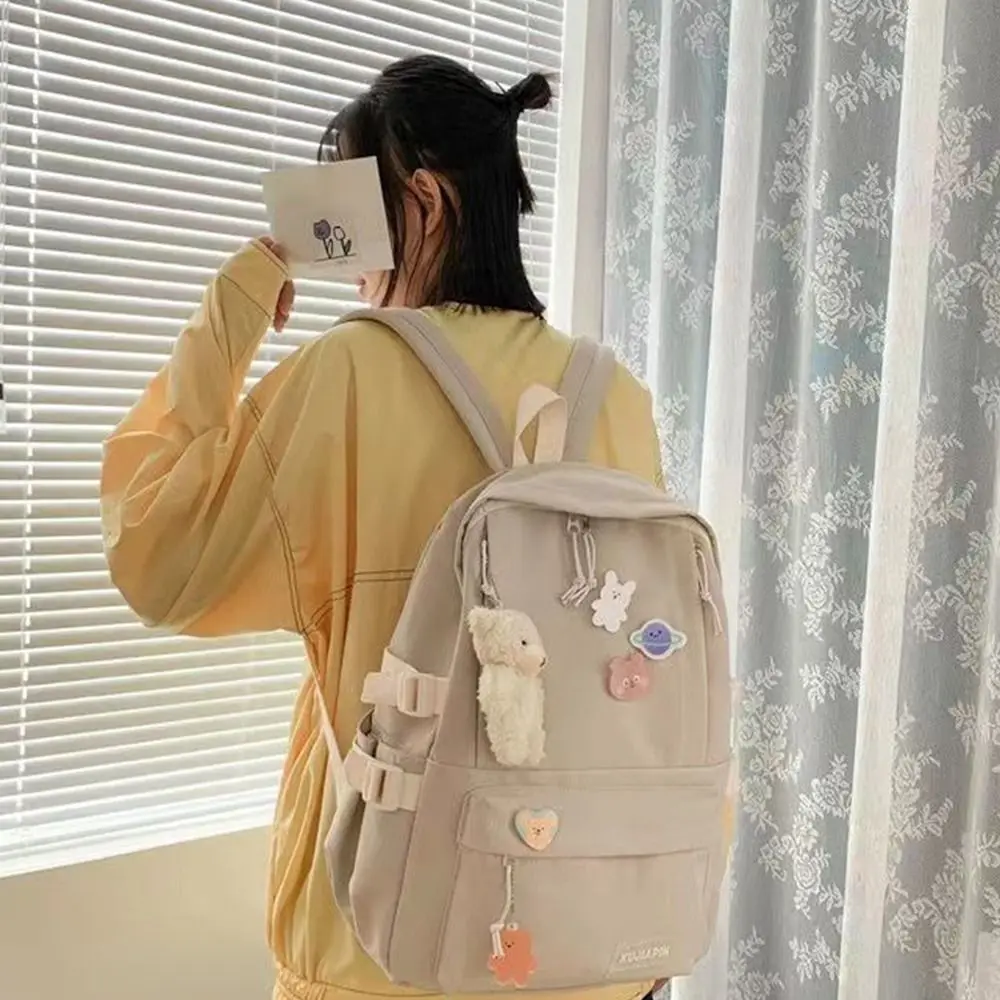 Creative Bear Pendant Solid Color Backpack Badge Large Capacity Students School Bag Storage Bag Travel Bag Shoulder Bag Students
Creative Bear Pendant Solid Color Backpack Badge Large Capacity Students School Bag Storage Bag Travel Bag Shoulder Bag Students