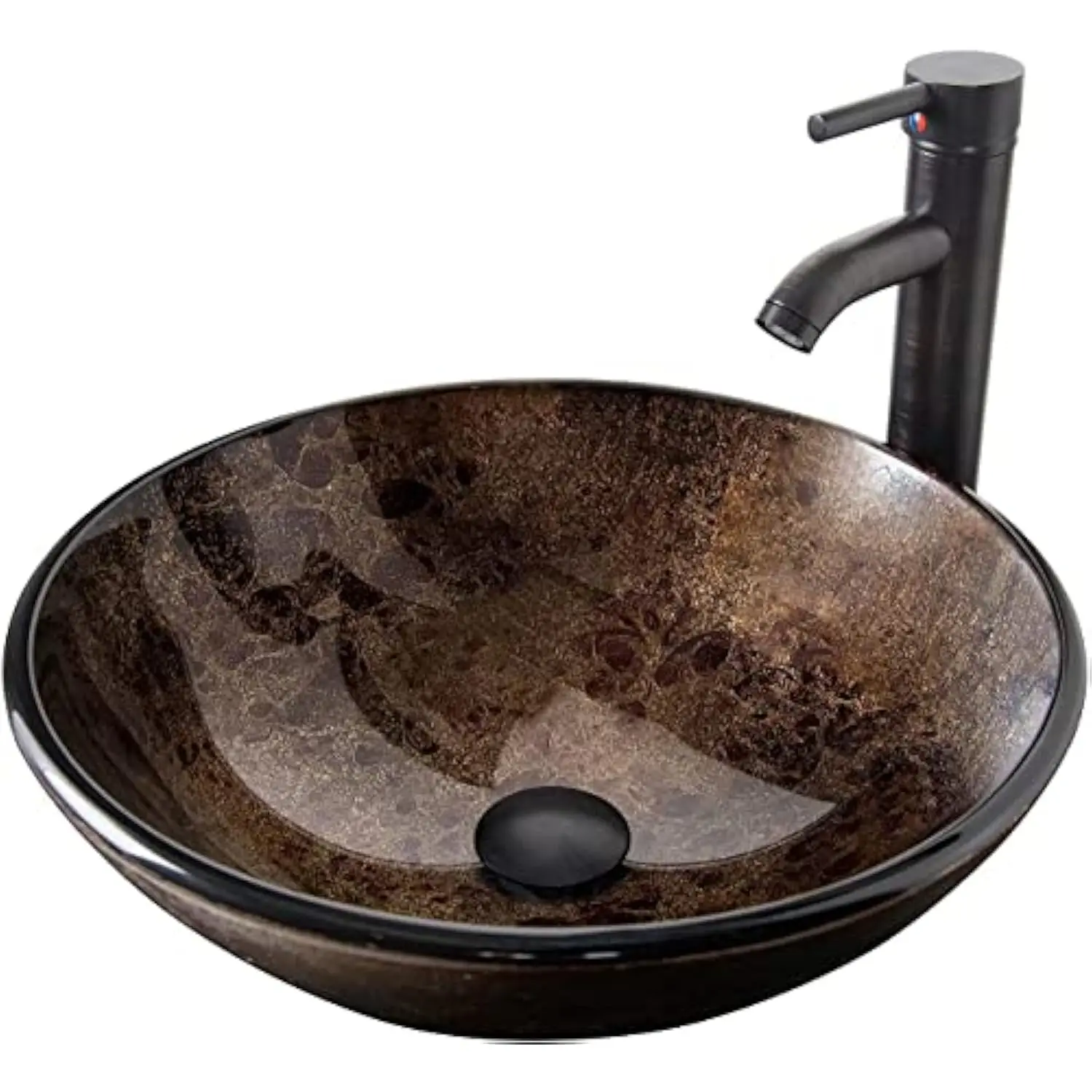 Bathroom Vessel Sink – Modern Tempered Glass Washing Bowl with Oil Rubbed Bronze Faucet and Pop Up Drain 16.5 Inch
Bathroom Vessel Sink – Modern Tempered Glass Washing Bowl with Oil Rubbed Bronze Faucet and Pop Up Drain 16.5 Inch