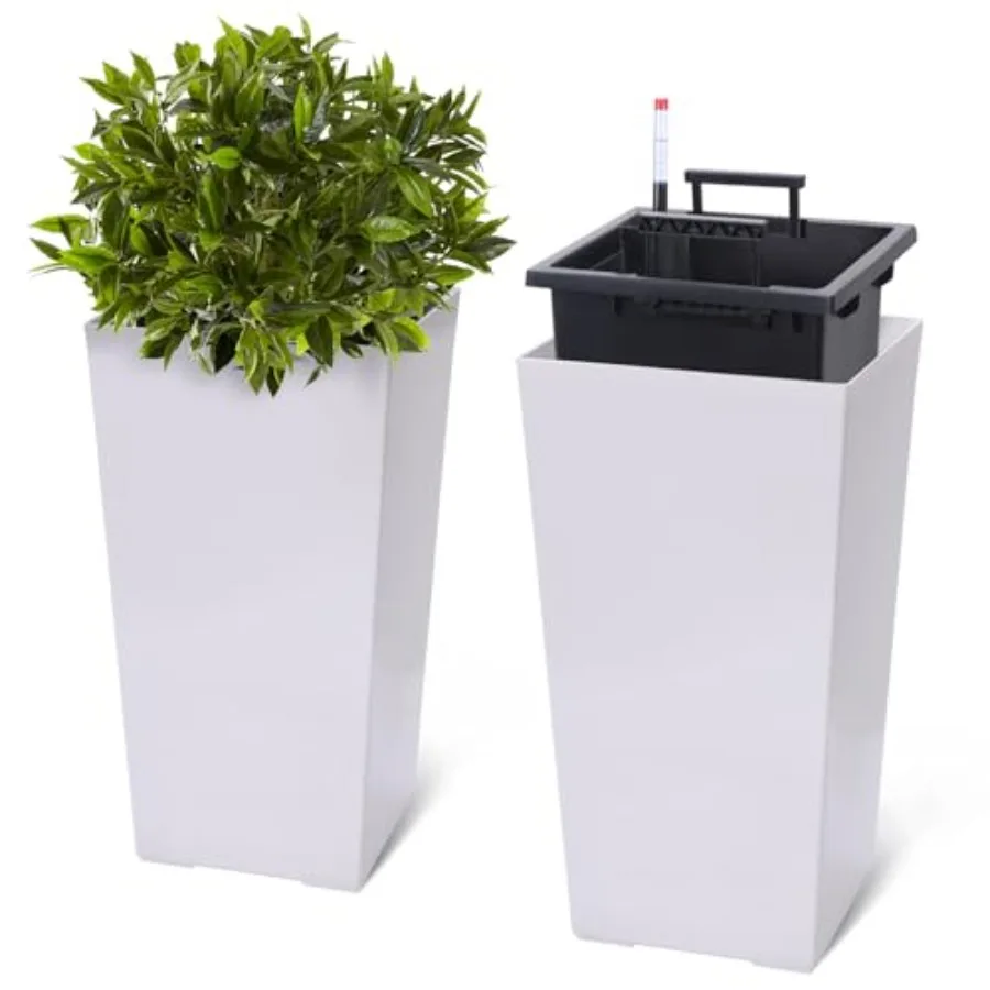 22.5 in Tall Planters Set of 2 OutdoorIndoor Black Planter Pots High Front Porch Planter Pots with Drainage HolesWater Level Mo
22.5 in Tall Planters Set of 2 OutdoorIndoor Black Planter Pots High Front Porch Planter Pots with Drainage HolesWater Level Mo