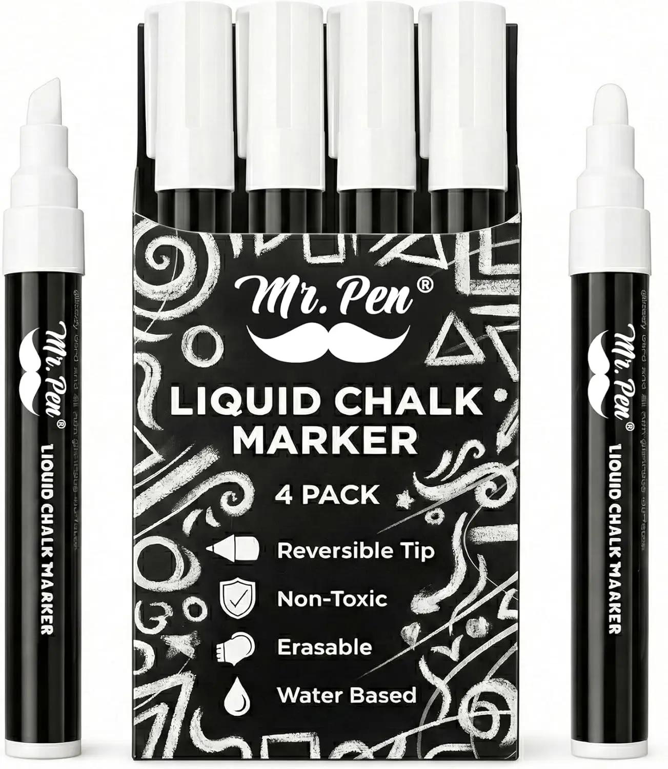 4 Pack White Liquid Chalk Markers, Dual Tips, Non-Toxic, Odorless for Non-Porous Surfaces
4 Pack White Liquid Chalk Markers, Dual Tips, Non-Toxic, Odorless for Non-Porous Surfaces