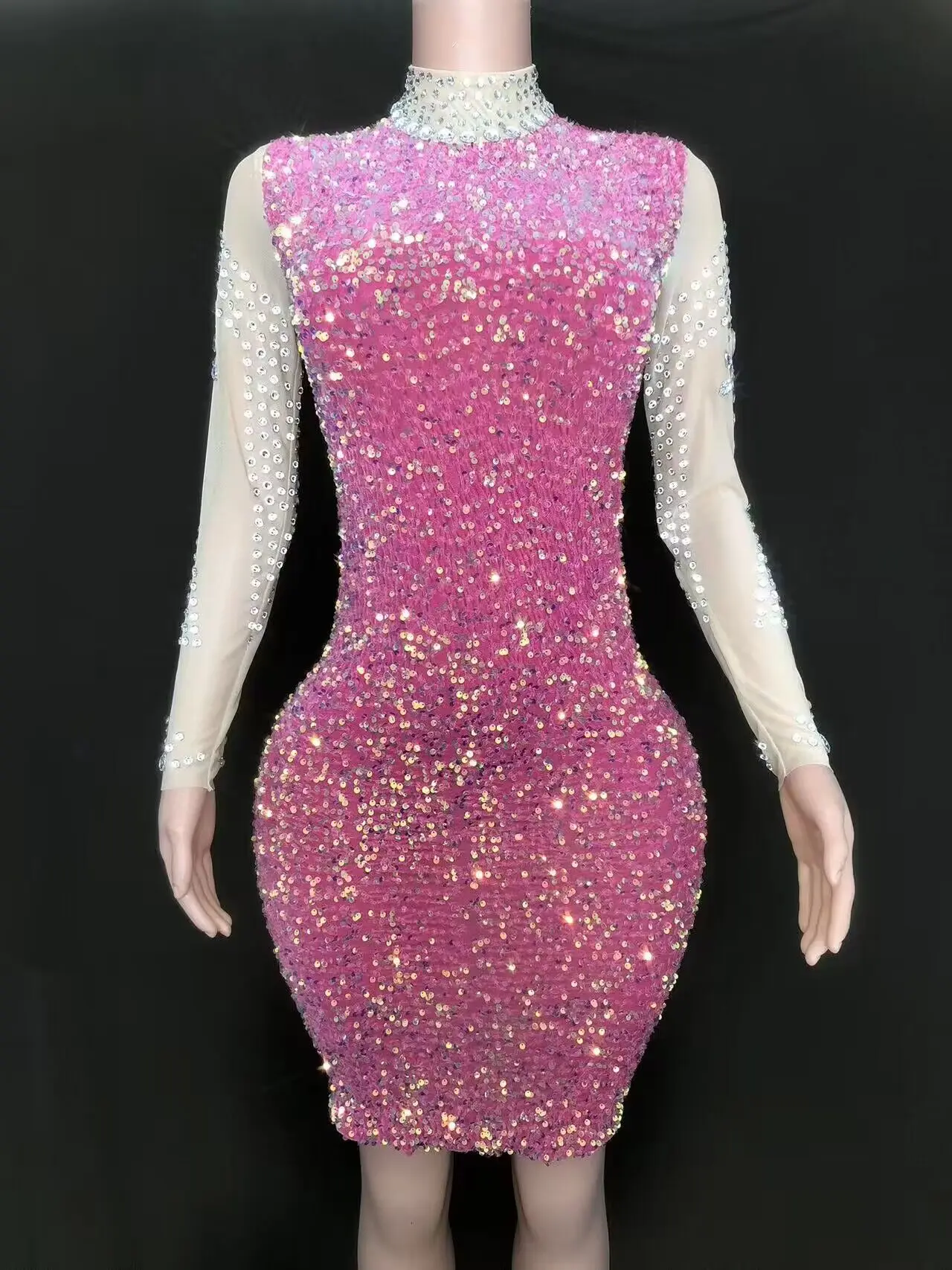Women Sexy Stage Rhinestone Pearls Transparent Train Top short Skirt Evening Birthday Celebrate Costume Dancer Dress
Women Sexy Stage Rhinestone Pearls Transparent Train Top short Skirt Evening Birthday Celebrate Costume Dancer Dress