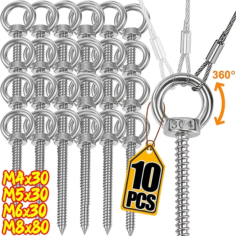Self Tapping Wood Screws with Ring Hook 304 Stainless Steel Lifting Eye Bolt for DIY Home Improvement Wardrobe Window Fasteners
Self Tapping Wood Screws with Ring Hook 304 Stainless Steel Lifting Eye Bolt for DIY Home Improvement Wardrobe Window Fasteners