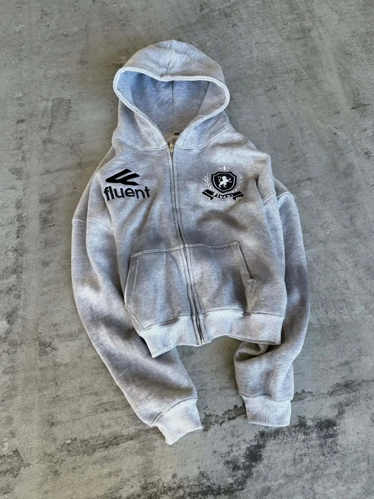 Hip hop zipper solid color spray printed hoodie for both men and women, loose fitting clothing, warm and versatile in autumn
Hip hop zipper solid color spray printed hoodie for both men and women, loose fitting clothing, warm and versatile in autumn